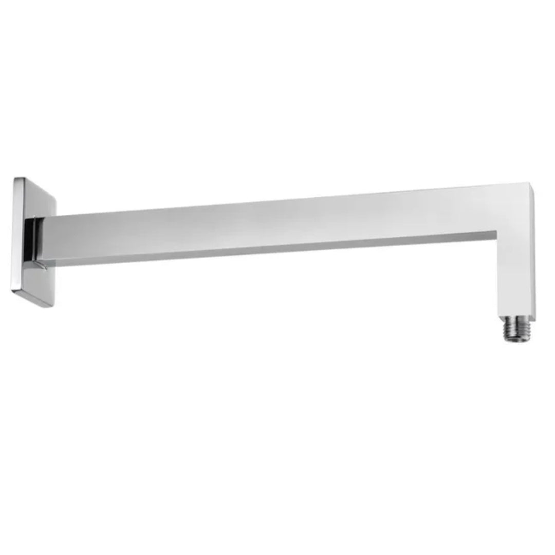 Braccio doccia ottone cromato + soffione doccia quadrato ottone cromato 200x200x8 mm