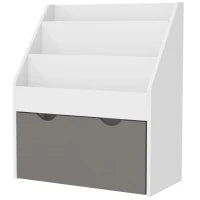 Libreria per Bambini 3-8 Anni a 3 Ripiani con Cassetto Inferiore, in MDF, 62.5x30x70 cm, Grigio