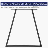 Set 2 Gambe per Tavolo Trapezoidali in Acciaio con 6 Fori e 12 Viti, 70x5x72 cm, Nero