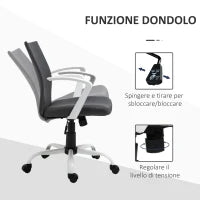 Sedia da Ufficio Ergonomica e Girevole con Altezza Regolabile, 61x61x89-99 cm, Grigio Scuro