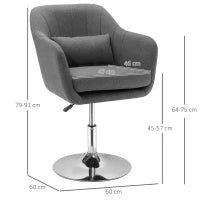 Poltroncina Girevole con Braccioli e Altezza Regolabile, 57x57x77.5-87cm, Grigio