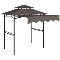 Gazebo per Barbecue 242x149x248 cm Impermeabile Ignifugo, Gazebo da Giardino con Tetto a Doppio Strato, Caffè