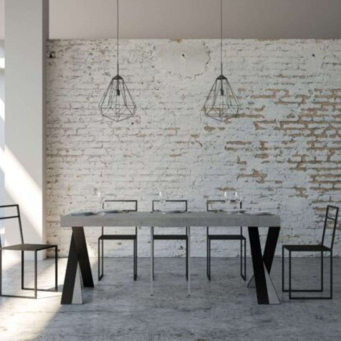 shopinnovativo- Consolle allungabile 90x40/196 cm Diago Small Premium cemento gambe antracite