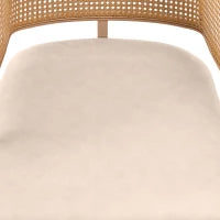 Set di 2 sedie da pranzo con schienale in rattan, cuscino della seduta in pelle PU, 51x 54x79 cm, Beige Marrone