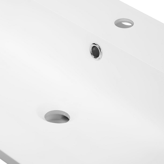 Lavabo ad incasso mineral marmo colore bianco opaco mobile composizione bagno *** misure 91x46 cm, confezione 1