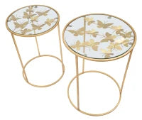Tavolinetti Glam Butterfly Coppia Cm Ø 43X60-38X55