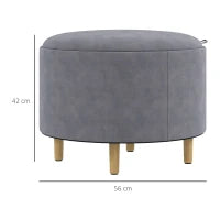 Pouf Contenitore Tessuto Sherpa da 120 kg max con Vassoio a Ribalta, in MDF e Faggio, 56x56x42 cm, Grigio