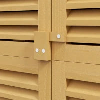 Casetta da Giardino i Legno a 4 Ripiani con Anta a Persiana, 87x46.5x160 cm, Giallo e Verde