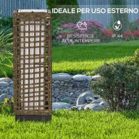 Lampada Solare da Giardino con Pannello di Ricarica, in Acciaio e Rattan, 15.5x15.5x46 cm, Nero e Marrone