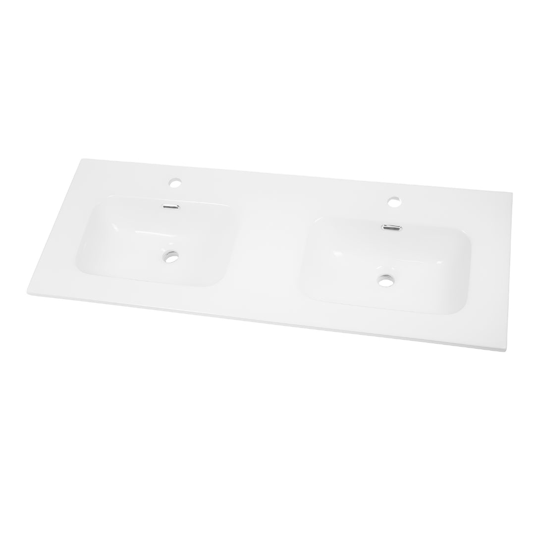 Lavabo ad incasso in ceramica bianco lucido per mobili bagno *** misure 121x46 cm, confezione 1