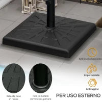 Base per Ombrellone di 19kg e 51x51x32 cm in Resina e Acciaio per Pali Ø32mm, Ø38mm e Ø48mm, Nero