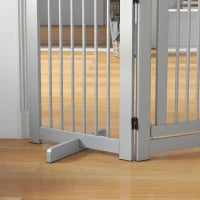 Cancelletto per Cani Autoportante, 4 Pannelli, Flessibile, Legno di Pino, 204L x 36P x 75H cm, Grigio Chiaro