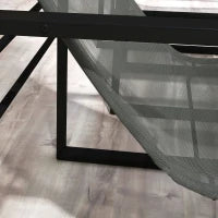 Set da Giardino da 5 Pezzi con 2 Poltrone, 2 Poggiapiedi e 1 Tavolo, Metallo Nero, Seduta in Tessuto Mesh, Grigio