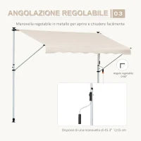 Tenda da Sole a Bracci 4x1.2m con Manovella e Struttura Telescopica, Cachi