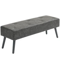Panca Imbottita con Gambe in Legno 114x38x42 cm Grigio