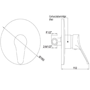 Miscelatore incasso doccia bagno cromato rubinetteria