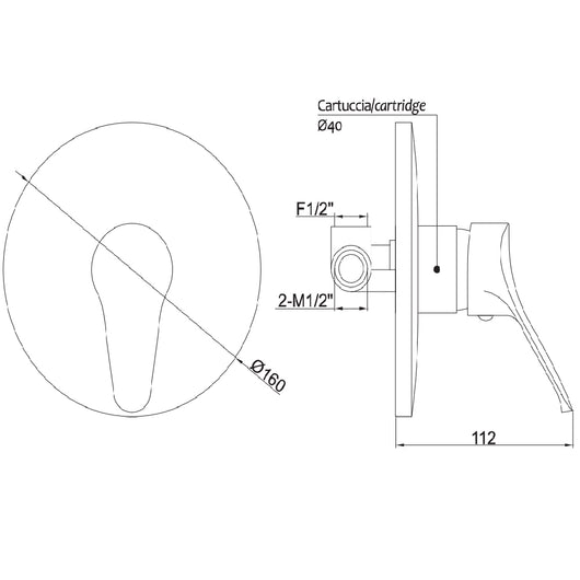 Miscelatore incasso doccia bagno cromato rubinetteria