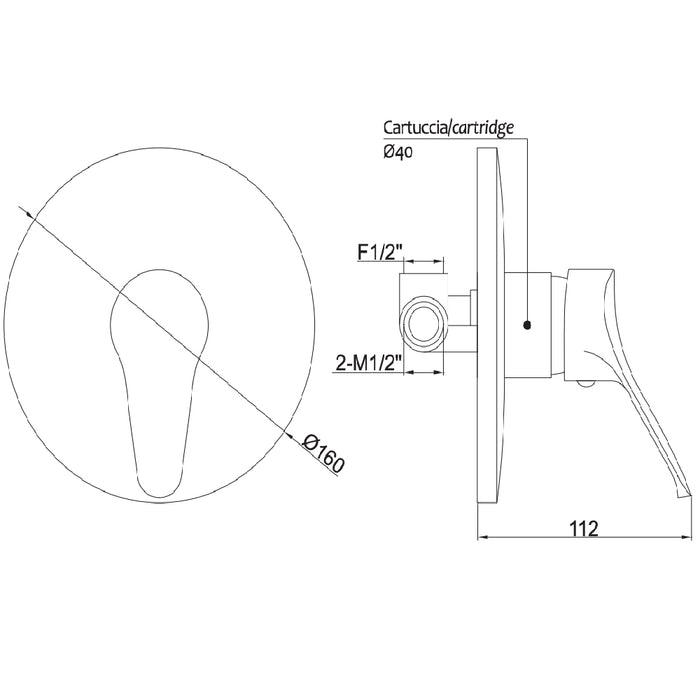 Miscelatore incasso doccia bagno cromato rubinetteria