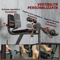 Calf Machine con Schienale e Cuscinetti Regolabili, in Acciaio, Plastica ed EVA, 100x90x105 cm, Grigio e Nero