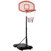 Canestro Basket Altezza Regolabile 5 Livelli 175-215cm, Struttura Metallo e Base Riempibile con Ruote, Tabellone PE