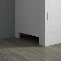 Credena da Cucina con 2 Armadi, Ante in Vetro, 4 Mensole, in Legno, Bianco