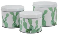 Cofanetti In Latta Cactus Set 3 Pz Cm  Ø 15X13.5-14X11.5-12.5X10