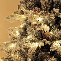Albero di Natale Artificiale 180cm con 793 Rami, Luci LED e Rami Innevati, Verde