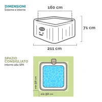 28446EX - Chevron Jet And Bubble Deluxe Cm 211X71 4 Posti Quadrata Con Pompa, Sistema Di Purificazione Acqua, Telo Base, Telo Copertura
