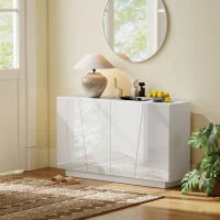 Mobiletto Multiuso in Truciolato Bianco a 5 Livelli con Ripiano Regolabile su 3 Livelli, 150x40x88 cm