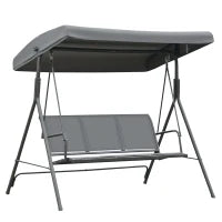 Dondolo da Giardino a 3 Posti con Baldacchino, Dondolo da Esterno in Acciaio e Tessuto Poliestere, 175 x 118 x 159cm Grigio