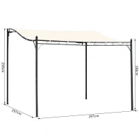 Gazebo Pergola 3x3m da Giardino con Tenda Impermeabile Crema