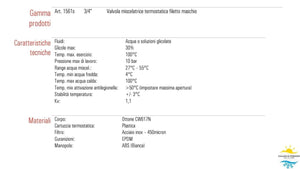 Valvola miscelatrice termostatica impianti solari da 3/4" maschio 1561s