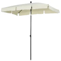 Ombrellone da Giardino Rettangolare 2x1.3 m con Inclinazione Regolabile e Palo in Alluminio, Beige e Nero