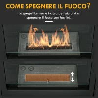 Camino Bioetanolo da Terra con Bruciatore da 0.9L Durata 3 Ore, Area Riscaldata 20-25 m², 73x20x75cm, Nero