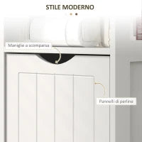 Mobile Bagno con 3 Ripiani Aperti e 2 Cassetti in Legno, 30x30x141.2 cm, Bianco