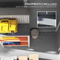 Casetta da Giardino in Resina con Pavimento, Porta con Blocco e Finestra, 1.3 x 1.8 m, Grigio