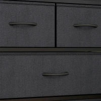 Cassettiera 5 Cassetti Moderna in Tessuto non Tessuto, Acciaio e MDF, 58x30x120 cm, Nera