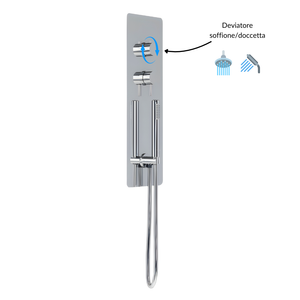 Wall kit a parete da incasso a muro acciaio inox + soffione doccia a parete acciaio inox punta quadrata con cascata