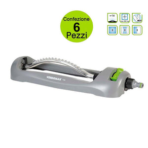 Multipack da 6 pz irrigatore oscillante per giardino 16 ugelli fino a 260 mq verdemax