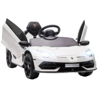 Macchina Elettrica per Bambini a 12V Licenza Lamborghini con Clacson e Telecomando, 107.5x63x42 cm, Bianca