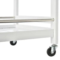 Carrello da Cucina Portavivande in Legno con 3 Ripiani e Ruote, 45x38x78cm, Bianco