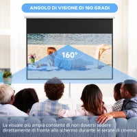 Telo per Proiettore 100" Rapporto 16:9, Fissaggio a Muro e Soffitto per Casa e Ufficio, Bianco
