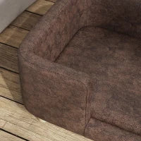 Divanetto per Animali, Cuscino Imbottito in Gommapiuma Rimovibile, Cane di Taglia Media Piccola, Marrone Scuro 74x48.5x31cm