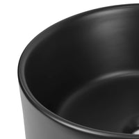 Lavabo da appoggio ceramica nero opaco tondo arredo bagno 41,5x41,5x13,5 cm *** confezione 1