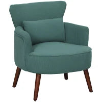 Poltroncina con Braccioli Moderna, Imbottita con Cuscino Lombare, Gambe in Gomma, Verde Scuro
