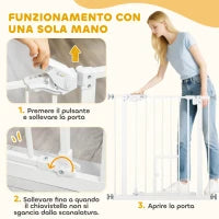 Cancellino per Cani con Porta Piccola, Montaggio a Pressione e Chiusura Automatica, 74-80x76.2cm, Bianco