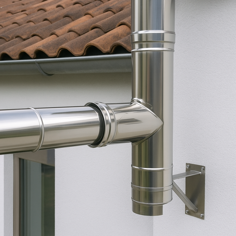 Raccordo t 90° doppia parete sp. 0,5 mm collegamento canale fumo canna fumaria *** misura Ø 180/230 mm, confezione 1