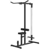Stazione Fitness Pull Down da Casa con Panca e Cavo Regolabile, in Acciaio 107x120x190cm Nero