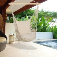 Amaca da Giardino in Corda Shabby Chic per Interni ed Esterni Bianca