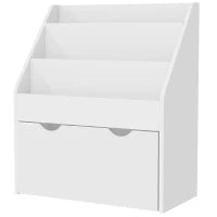Libreria per Bambini 3-8 Anni a 3 Ripiani con Cassetto Inferiore, in MDF, 62.5x30x70 cm, Bianco